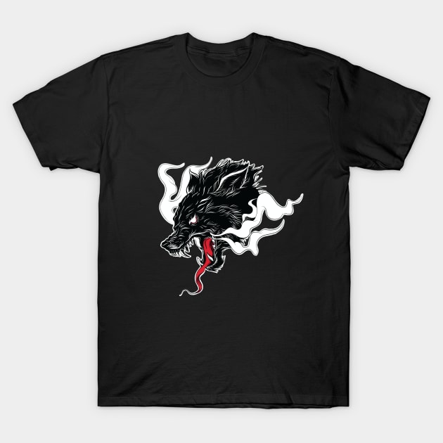 Black Alpha Wolf T-Shirt by Ckllydh